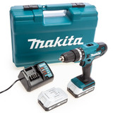 Makita HP488DAEX1 18V G-Series Combi Drill (2 x 2.0Ah Batteries) with 74 Piece Accessory Set