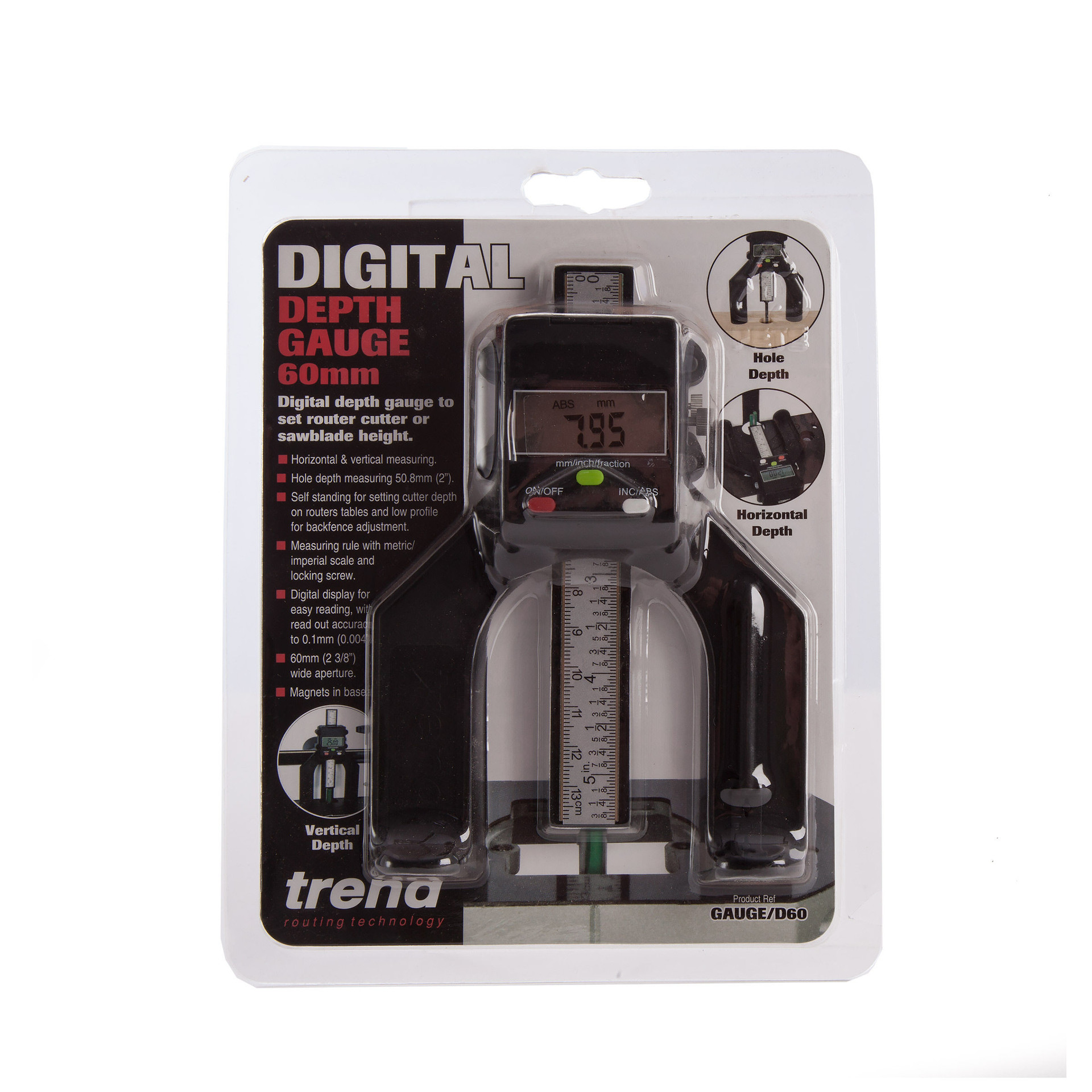 Trend GAUGE/D60 Digital Depth 60mm Jaw Toolstop