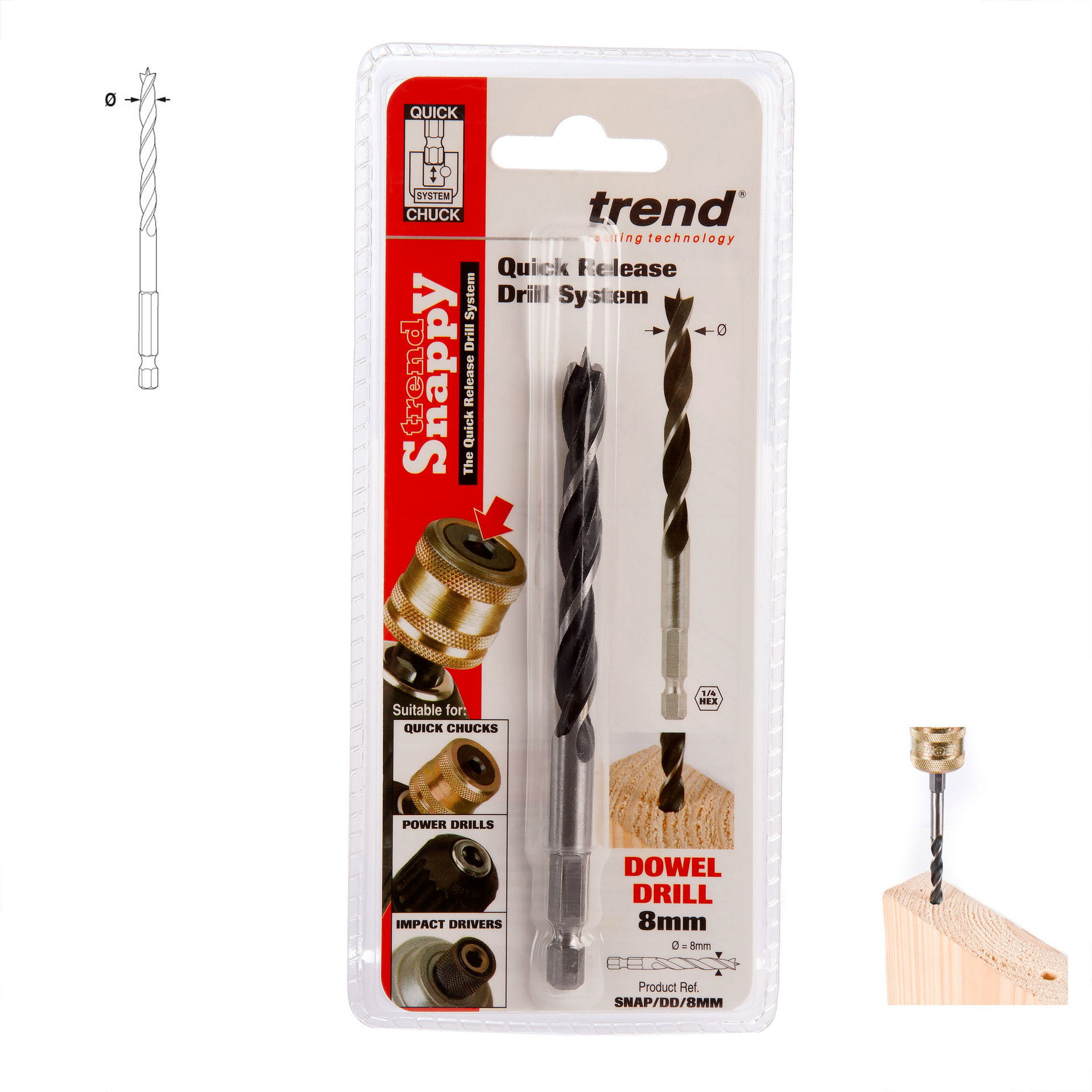 Trend Snappy SNAP/DD/8MM Dowel Drill Bit 8mm Toolstop