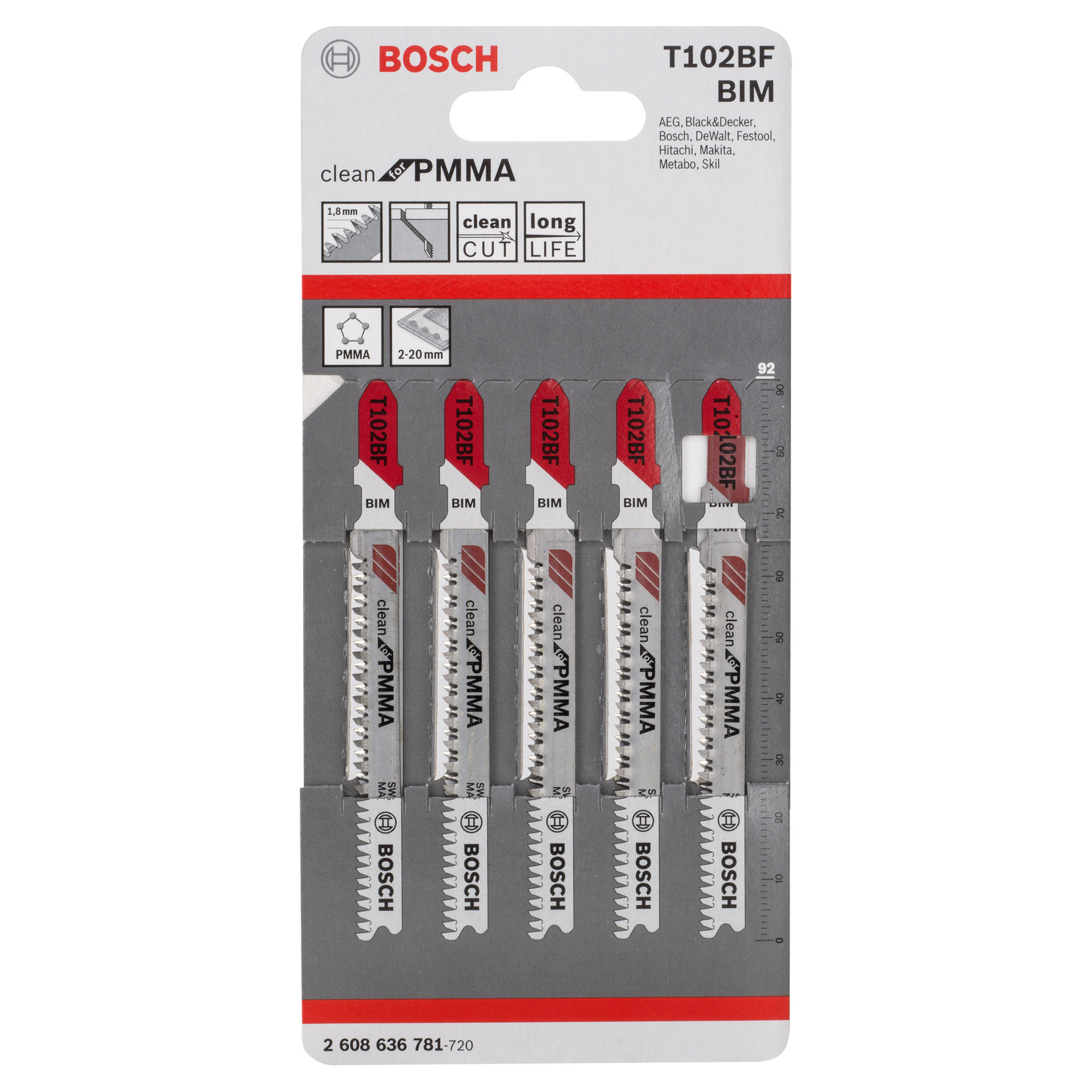 Bosch T102BF 2608636781 Jigsaw Blades (Pack Of 5) Toolstop