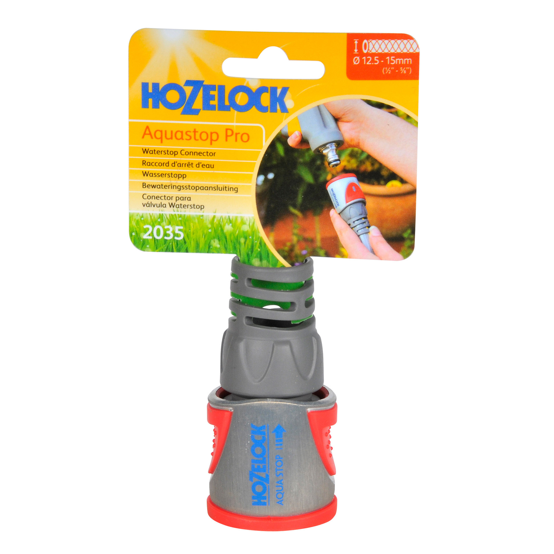 Hozelock 2035 Pro AquaStop Connector 12.5 15mm Toolstop