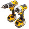 Dewalt DCK266P2 18V XR Combi Drill & Impact Driver Twin Pack side view of both tools