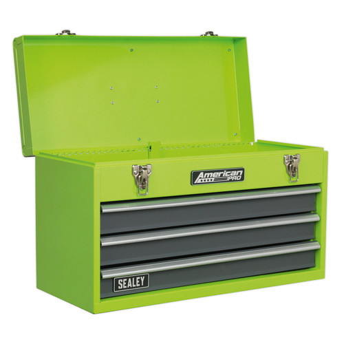 Buy Sealey AP9243BBHV Tool Chest 3 Drawer Portable With Ball Bearing Runners - Hi-Vis Green at Toolstop