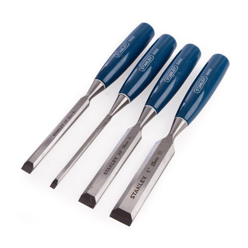 Stanley 0-16-130 5002 Bevel Edge Chisel Set of 4 & Oilstone - 2 Stanley 0-16-130 5002 Bevel Edge Chisel Set of 4 & Oilstone - 2
