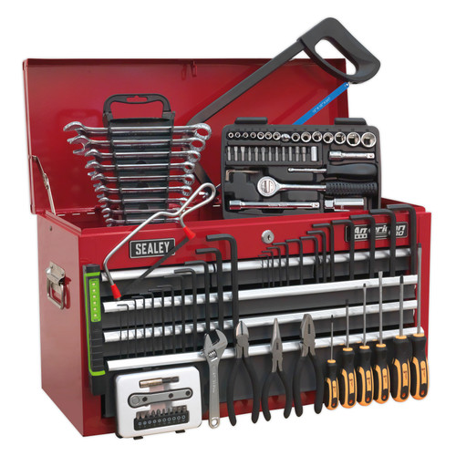 Buy Sealey AP2201BBCOMBO Topchest 6 Drawer With Ball Bearing Runners - Red/Grey - 97 Piece Tool Kit at Toolstop