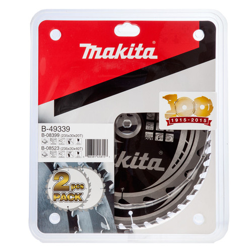 Makita B-49339 Makforce TCT Saw Blade Twin Pack for Wood 235mm x 30mm x 20 & 40T - 2