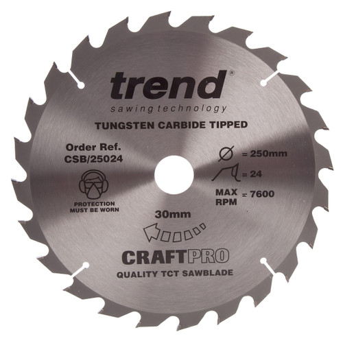 Trend CSB/25024 CraftPro Saw Blade 250mm x 30 x 24T - 2 Trend CSB/25024 CraftPro Saw Blade 250mm x 30 x 24T - 2