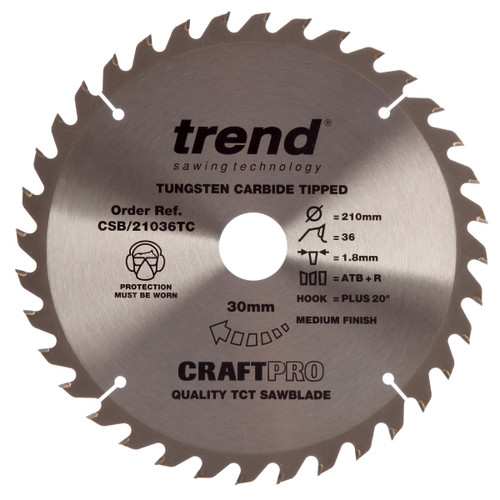 Trend CSB/21036TC CraftPro Saw Blade 210mm x 30mm x 36T - 2
