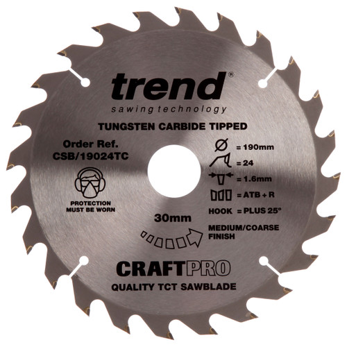 Trend CSB/19024TC CraftPro Saw Blade 190mm x 30mm x 24T - 2