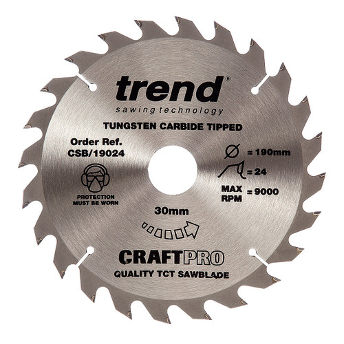 Trend CSB/19024 CraftPro Saw Blade 190mm x 30mm x 24T - 5