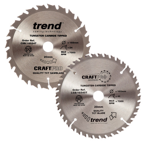 Buy Trend 165mm Sawblade Twin Pack 24T and 40T at Toolstop