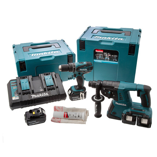 Makita DLX2069PMJ 18V Twin Pack - DHP456 Combi Drill + DHR263 Rotary Hammer (4 x 4.0Ah Batteries) with 2 x MakPac Cases - 5