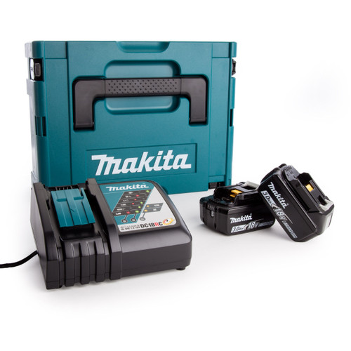 Makita 2 x BL1830B Batteries, DC18RC Fast Charger and Makpac Connector Case Type 2 - 3