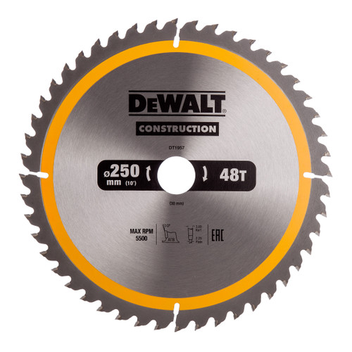 Dewalt DT1957 Construction Circular Saw Blade 250mm x 30mm x 48T - 3