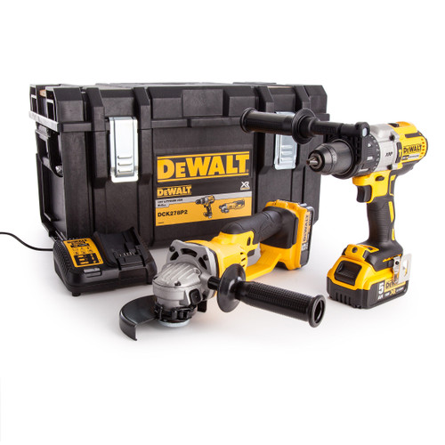 Dewalt DCK278P2 18V Twin Pack Containing DCD996 Combi Drill & DCG412 Angle Grinder