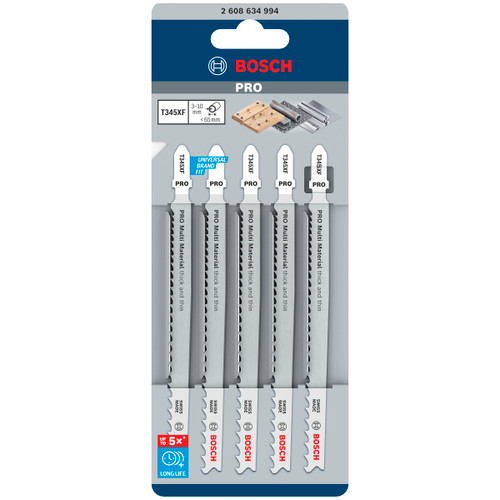 Bosch T345XF PRO Thick & Thin Multi-Material Jigsaw Blade Packaging