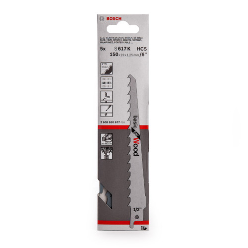 Buy Bosch S617K (2608650677) Reciprocating Saw Blade - For Wood (5 Pack) at Toolstop