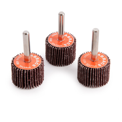 Buy Abracs FWPK330 Spindle Mounted Flap Wheel Pack 30mm (3 Piece) at Toolstop Buy Abracs FWPK330 Spindle Mounted Flap Wheel Pack 30mm (3 Piece) at Toolstop