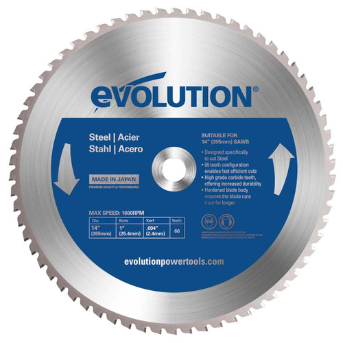 Buy Evolution TCT Saw Blade for Steel 355mm x 66T at Toolstop Buy Evolution TCT Saw Blade for Steel 355mm x 66T at Toolstop