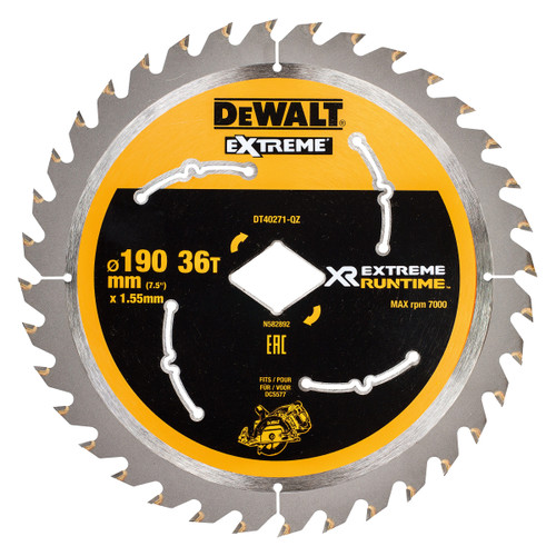 Dewalt DT40271 XR Flexvolt Extreme Runtime Circular Saw Blade 190mm x 36T - 2 Dewalt DT40271 XR Flexvolt Extreme Runtime Circular Saw Blade 190mm x 36T - 2