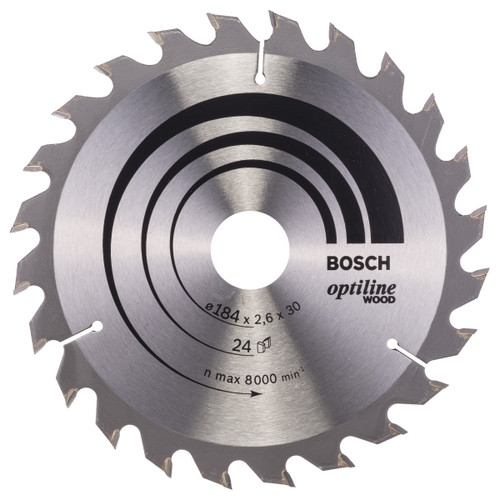 Bosch 2608640610 Optiline Circular Saw Blade for Wood 184mm x 30mm x 24T - 2