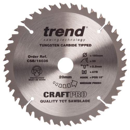 Trend CSB/16036 CraftPro Saw Blade Combination Festool TS55 Plunge Saw 160mm x 36T - 1 Trend CSB/16036 CraftPro Saw Blade Combination Festool TS55 Plunge Saw 160mm x 36T - 1
