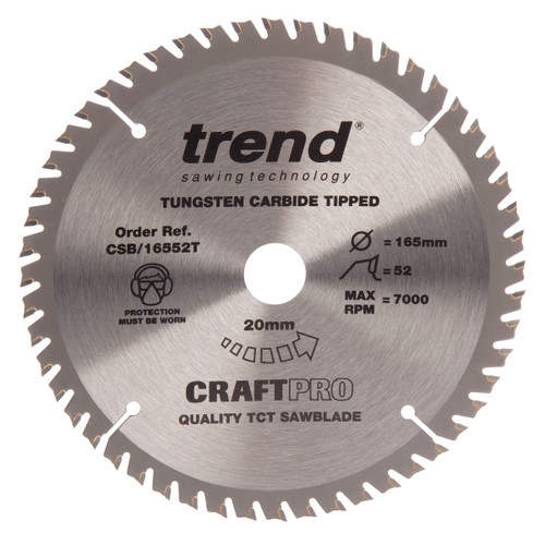 Trend CSB/16552T CraftPro Saw Blade Fine Trim 165mm x 52T - 2 Trend CSB/16552T CraftPro Saw Blade Fine Trim 165mm x 52T - 2