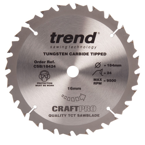 Trend CSB/18424 CraftPro Saw Blade General Purpose 184mm x 24T - 2