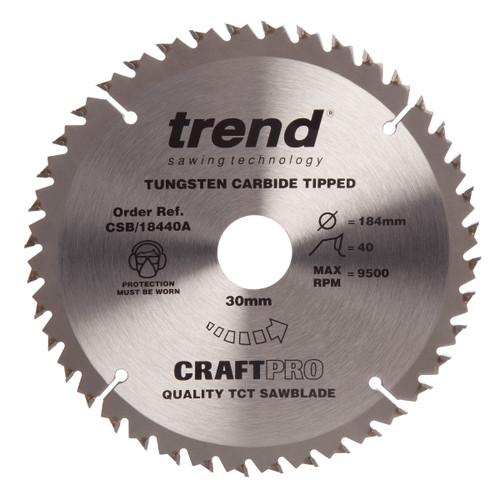 Trend CSB/18440A CraftPro Saw Blade Crosscut 184mm x 40T - 2