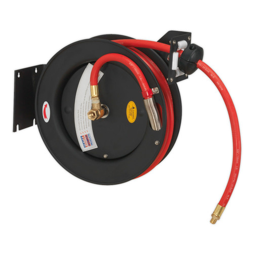 Sealey SA841 Retractable Air Hose Metal Reel 15m Ø10mm ID Rubber Hose - 1