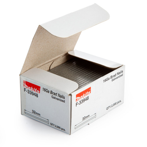 Makita F-33948 Brad Nails Galvanised 16GA 32mm (Pack of 2000) - 3 Makita F-33948 Brad Nails Galvanised 16GA 32mm (Pack of 2000) - 3