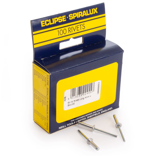 Buy Eclipse A24L Aluminium Rivets Long 4mm - Box of 100 at Toolstop