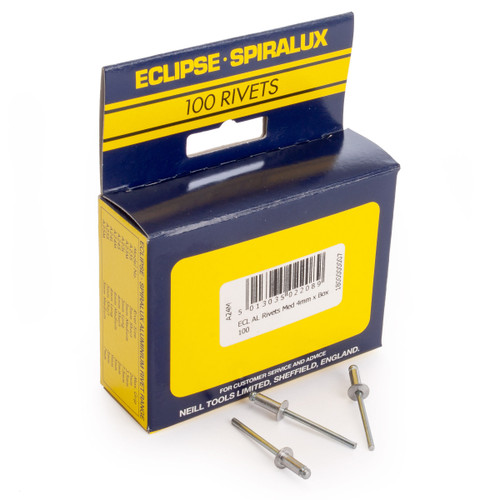 Buy Eclipse A24M Aluminium Rivets Medium 4mm - Box of 100 at Toolstop