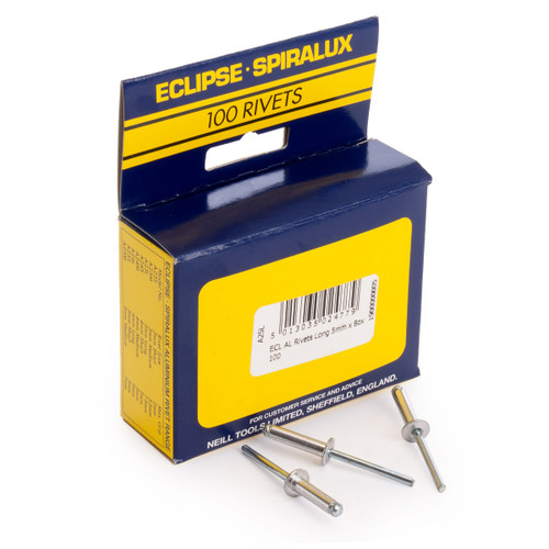 Buy Eclipse A25L Aluminium Rivets Long 5mm - Box of 100 at Toolstop Buy Eclipse A25L Aluminium Rivets Long 5mm - Box of 100 at Toolstop