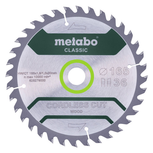 Buy Metabo 628279000 Classic Saw Blade For Wood 165mm x 20mm x 36T at Toolstop