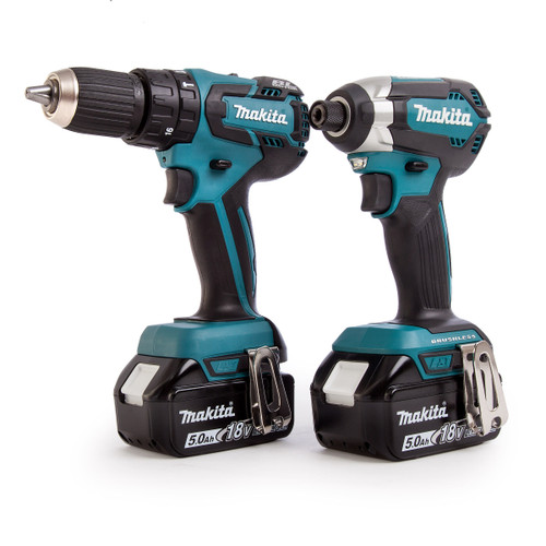 Buy Makita DLX2173TJ 18V 2 Piece Cordless Brushless Kit (DHP459 Combi Drill and DTD153 Impact Driver) 2 x 5Ah Batteries at Toolstop