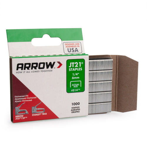 Buy Arrow A214 JT21 Light Duty Staples 1/4" (Pack Of 1000) at Toolstop
