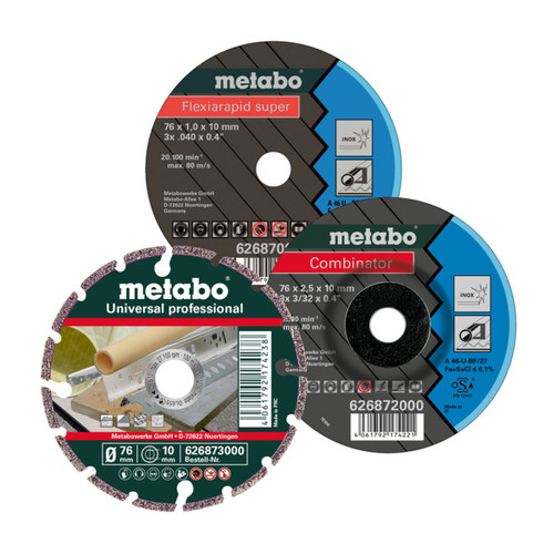 Buy Metabo 626879000 Cutting Disc Starter Set 76mm (Pack Of 3) at Toolstop Buy Metabo 626879000 Cutting Disc Starter Set 76mm (Pack Of 3) at Toolstop