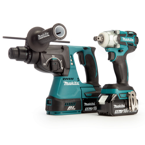 Makita DLX2268TJ 18V LXT Brushless Twin Pack - DTW285Z Impact Wrench + DHR242Z Rotary Hammer (2 x 5.0Ah Batteries) - 4