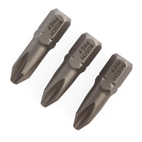 Bosch 2607001511 Extra Hard PH2 Screwdriver Bits 25mm (Pack Of 3) - 1