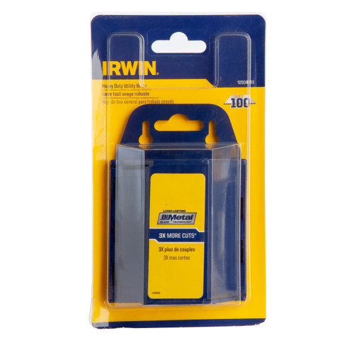 Buy Irwin 10504243 Bi-Metal BLUE Trapezoid Knife Blades (Pack of 100) at Toolstop