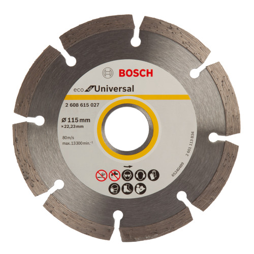 Bosch 2608615027 Eco Universal Diamond Cutting Blade 115mm x 22.23mm - 1 Bosch 2608615027 Eco Universal Diamond Cutting Blade 115mm x 22.23mm - 1