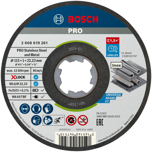 Bosch 2608619266 PRO X-LOCK Stainless Steel & Metal Cutting Disc