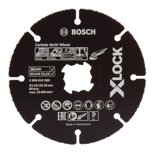 Buy Bosch 2608619283 X-LOCK Carbide Multi Wheel Cutting Disc 115mm at Toolstop