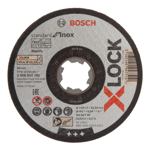 Bosch 2608619261 X-LOCK Standard for Inox Cutting Discs 115mm (Pack Of 25) - 1