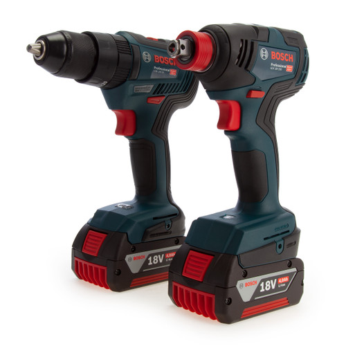 Bosch 06019J2270 Professional Brushless Twin Pack - GSB 18V-55 Combi Drill + GDX 18V-200 Impact Wrench (2 x 4.0Ah Batteries) - 1 Bosch 06019J2270 Professional Brushless Twin Pack - GSB 18V-55 Combi Drill + GDX 18V-200 Impact Wrench (2 x 4.0Ah Batteries) - 1