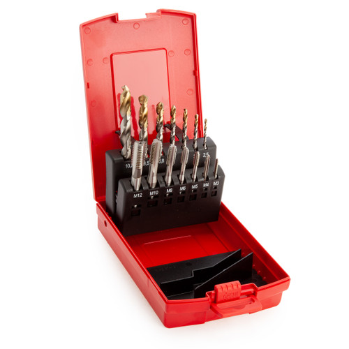 Buy Dormer L115101 HSS Tap + A002 HSS-TiN Coated Tip Jobber Drill Set (14 Piece) at Toolstop Buy Dormer L115101 HSS Tap + A002 HSS-TiN Coated Tip Jobber Drill Set (14 Piece) at Toolstop