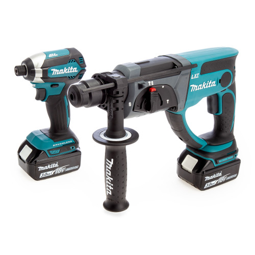 Makita 18V Twin Pack - DTD153 Impact Driver + DHR202 SDS Plus Rotary Hammer (2 x 3.0Ah Batteries)