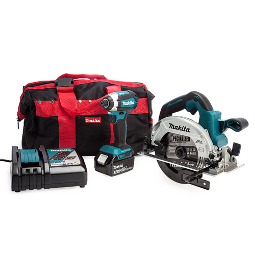 Makita 18V Brushless Twin Pack - DTD153 Impact Driver + DHS660 Circular Saw (2 x BL1830B Batteries)