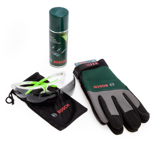 Bosch 1600A00ZZ8 Wood Care Kit - Lubricant, Glove and Glasses (3 Piece)